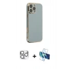 MARSİLYAN™- iPhone 16 Pro Max Kılıf Yankı Serisi - Siyah 3D Antistatik Seramik Nano Ekran Koruyucu + Pers Alüminyum Kamera Lens - GS
