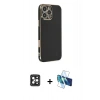 MARSİLYAN™- iPhone 16 Pro Max Kılıf Yankı Serisi - Siyah 3D Antistatik Seramik Nano Ekran Koruyucu + PVD Metal Kamera Lens - SH