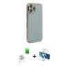 MARSİLYAN™- iPhone 16 Pro Max Kılıf Yankı Serisi - Siyah 3D Antistatik Seramik Nano Ekran Koruyucu + Raze Metal Kamera Lens - BZ