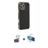 MARSİLYAN™- iPhone 16 Pro Max Kılıf Yankı Serisi - Siyah 3D Antistatik Seramik Nano Ekran Koruyucu + Bilvis Titan Kamera Lens - TMGI