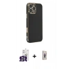 MARSİLYAN™- iPhone 16 Pro Max Kılıf Yankı Serisi - Siyah Bilvis 3D Cam Ekran Koruyucu + Bilvis Titan Kamera Lens - GS