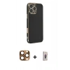 MARSİLYAN™- iPhone 16 Pro Max Kılıf Yankı Serisi - Siyah Bilvis 3D Cam Ekran Koruyucu + Pers Alüminyum Kamera Lens - CLTM