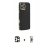 MARSİLYAN™- iPhone 16 Pro Max Kılıf Yankı Serisi - Siyah Bilvis 3D Cam Ekran Koruyucu + PVD Metal Kamera Lens - GD