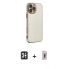 MARSİLYAN™- iPhone 16 Pro Max Kılıf Yankı Serisi - Siyah Bilvis 3D Cam Ekran Koruyucu + PVD Metal Kamera Lens - SH