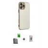 MARSİLYAN™- iPhone 16 Pro Max Kılıf Yankı Serisi - Siyah Bilvis 3D Cam Ekran Koruyucu + Raze Metal Kamera Lens - SH
