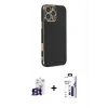 MARSİLYAN™- iPhone 16 Pro Max Kılıf Yankı Serisi - Siyah Bilvis 3X AR Hayalet Cam Ekran Koruyucu + Bilvis Titan Kamera Lens - TMGI