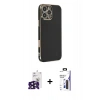 MARSİLYAN™- iPhone 16 Pro Max Kılıf Yankı Serisi - Siyah Bilvis 3X AR Hayalet Cam Ekran Koruyucu + Bilvis Titan Kamera Lens - SH