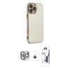 MARSİLYAN™- iPhone 16 Pro Max Kılıf Yankı Serisi - Siyah Bilvis 3X AR Hayalet Cam Ekran Koruyucu + Pers Alüminyum Kamera Lens - GI