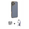 MARSİLYAN™- iPhone 16 Pro Max Kılıf Yankı Serisi - Siyah Bilvis 3X AR Hayalet Cam Ekran Koruyucu + Pers Alüminyum Kamera Lens - GI