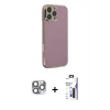 MARSİLYAN™- iPhone 16 Pro Max Kılıf Yankı Serisi - Siyah Bilvis 3X AR Hayalet Cam Ekran Koruyucu + Pers Alüminyum Kamera Lens - GI