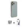 MARSİLYAN™- iPhone 16 Pro Max Kılıf Yankı Serisi - Siyah Bilvis 3X AR Hayalet Cam Ekran Koruyucu + Pers Alüminyum Kamera Lens - GI