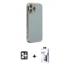 MARSİLYAN™- iPhone 16 Pro Max Kılıf Yankı Serisi - Siyah Bilvis 3X AR Hayalet Cam Ekran Koruyucu + PVD Metal Kamera Lens - GD