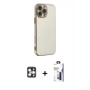 MARSİLYAN™- iPhone 16 Pro Max Kılıf Yankı Serisi - Siyah Bilvis 3X AR Hayalet Cam Ekran Koruyucu + PVD Metal Kamera Lens - GD