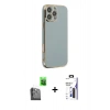 MARSİLYAN™- iPhone 16 Pro Max Kılıf Yankı Serisi - Siyah Bilvis 3X AR Hayalet Cam Ekran Koruyucu + Raze Metal Kamera Lens - SH