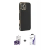 MARSİLYAN™- iPhone 16 Pro Max Kılıf Yankı Serisi - Siyah Bilvis 3X AR HD Cam Ekran Koruyucu + Bilvis Titan Kamera Lens - SH