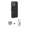 MARSİLYAN™- iPhone 16 Pro Max Kılıf Yankı Serisi - Siyah Bilvis 3X AR HD Cam Ekran Koruyucu + Pers Alüminyum Kamera Lens - GI