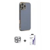MARSİLYAN™- iPhone 16 Pro Max Kılıf Yankı Serisi - Siyah Bilvis 3X AR HD Cam Ekran Koruyucu + Pers Alüminyum Kamera Lens - GI
