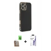 MARSİLYAN™- iPhone 16 Pro Max Kılıf Yankı Serisi - Siyah Bilvis 3X AR HD Cam Ekran Koruyucu + Raze Metal Kamera Lens - CLTM