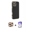 MARSİLYAN™- iPhone 16 Pro Max Kılıf Yankı Serisi - Siyah Bilvis 5in1 3D Magic Cam Ekran Koruyucu + Pers Alüminyum Kamera Lens - CLTM