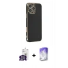 MARSİLYAN™- iPhone 16 Pro Max Kılıf Yankı Serisi - Siyah Bilvis 5in1 3D Magic Cam Ekran Koruyucu + Gümüş Bilvis Titan Kamera Lens