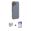 MARSİLYAN™- iPhone 16 Pro Max Kılıf Yankı Serisi - Siyah Bilvis 5in1 3D Magic Cam Ekran Koruyucu + Gümüş Pers Alüminyum Kamera Lens