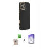 MARSİLYAN™- iPhone 16 Pro Max Kılıf Yankı Serisi - Siyah Bilvis 5in1 3D Magic Cam Ekran Koruyucu + Raze Metal Kamera Lens - NLGY