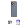 MARSİLYAN™- iPhone 16 Pro Max Kılıf Yankı Serisi - Siyah Bilvis 5in1 3D Magic Cam Ekran Koruyucu + Pers Alüminyum Kamera Lens - GI