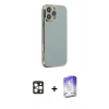 MARSİLYAN™- iPhone 16 Pro Max Kılıf Yankı Serisi - Siyah Bilvis 5in1 3D Magic Cam Ekran Koruyucu + PVD Metal Kamera Lens - GD