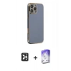 MARSİLYAN™- iPhone 16 Pro Max Kılıf Yankı Serisi - Siyah Bilvis 5in1 3D Magic Cam Ekran Koruyucu + PVD Metal Kamera Lens - SH