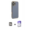 MARSİLYAN™- iPhone 16 Pro Max Kılıf Yankı Serisi - Siyah Bilvis 5in1 3D Magic Cam Ekran Koruyucu + PVD Metal Kamera Lens - GD