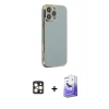 MARSİLYAN™- iPhone 16 Pro Max Kılıf Yankı Serisi - Siyah Bilvis 5in1 5D Magic Hayalet Cam Ekran Koruyucu + PVD Metal Kamera Lens - GD