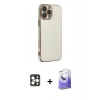 MARSİLYAN™- iPhone 16 Pro Max Kılıf Yankı Serisi - Siyah Bilvis 5in1 5D Magic Hayalet Cam Ekran Koruyucu + PVD Metal Kamera Lens - GD