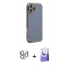 MARSİLYAN™- iPhone 16 Pro Max Kılıf Yankı Serisi - Siyah Bilvis 5in1 5D Magic Hayalet Cam Ekran Koruyucu + Pers Alüminyum Kamera Lens - GS