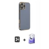 MARSİLYAN™- iPhone 16 Pro Max Kılıf Yankı Serisi - Siyah Bilvis 5in1 5D Magic Hayalet Cam Ekran Koruyucu + PVD Metal Kamera Lens - SH
