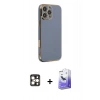MARSİLYAN™- iPhone 16 Pro Max Kılıf Yankı Serisi - Siyah Bilvis 5in1 5D Magic Hayalet Cam Ekran Koruyucu + PVD Metal Kamera Lens - GD
