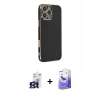 MARSİLYAN™- iPhone 16 Pro Max Kılıf Yankı Serisi - Siyah Bilvis 5in1 5D Magic Hayalet Cam Ekran Koruyucu + Bilvis Titan Kamera Lens - TMGI