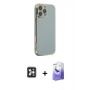 MARSİLYAN™- iPhone 16 Pro Max Kılıf Yankı Serisi - Siyah Bilvis 5in1 5D Magic Hayalet Cam Ekran Koruyucu + PVD Metal Kamera Lens - SH