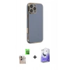 MARSİLYAN™- iPhone 16 Pro Max Kılıf Yankı Serisi - Siyah Bilvis 5in1 5D Magic Hayalet Cam Ekran Koruyucu + Raze Metal Kamera Lens - NLGY