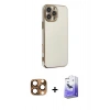 MARSİLYAN™- iPhone 16 Pro Max Kılıf Yankı Serisi - Siyah Bilvis 5in1 5D Magic Hayalet Cam Ekran Koruyucu + Çöl Titanyum Pers Alüminyum Kamera Lens