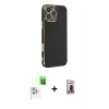 MARSİLYAN™- iPhone 16 Pro Max Kılıf Yankı Serisi - Siyah Bilvis Hayalet Cam Ekran Koruyucu + Raze Metal Kamera Lens - BZ