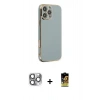 MARSİLYAN™- iPhone 16 Pro Max Kılıf Yankı Serisi - Siyah Buffer Cam Ekran Koruyucu + Gri Pers Alüminyum Kamera Lens