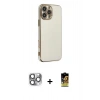 MARSİLYAN™- iPhone 16 Pro Max Kılıf Yankı Serisi - Siyah Buffer Cam Ekran Koruyucu + Gri Pers Alüminyum Kamera Lens