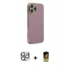 MARSİLYAN™- iPhone 16 Pro Max Kılıf Yankı Serisi - Siyah Buffer Cam Ekran Koruyucu + Gri Pers Alüminyum Kamera Lens