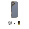 MARSİLYAN™- iPhone 16 Pro Max Kılıf Yankı Serisi - Siyah Buffer Cam Ekran Koruyucu + Pers Alüminyum Kamera Lens - GS