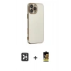MARSİLYAN™- iPhone 16 Pro Max Kılıf Yankı Serisi - Siyah Buffer Cam Ekran Koruyucu + PVD Metal Kamera Lens - SH
