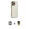 MARSİLYAN™- iPhone 16 Pro Max Kılıf Yankı Serisi - Siyah Buffer Cam Ekran Koruyucu + PVD Metal Kamera Lens - GD