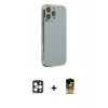 MARSİLYAN™- iPhone 16 Pro Max Kılıf Yankı Serisi - Siyah Buffer Cam Ekran Koruyucu + PVD Metal Kamera Lens - GD