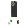 MARSİLYAN™- iPhone 16 Pro Max Kılıf Yankı Serisi - Siyah Buffer Hayalet Cam Ekran Koruyucu + Raze Metal Kamera Lens - BZ