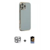 MARSİLYAN™- iPhone 16 Pro Max Kılıf Yankı Serisi - Siyah Buffer Hayalet Cam Ekran Koruyucu + Pers Alüminyum Kamera Lens - GI
