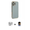 MARSİLYAN™- iPhone 16 Pro Max Kılıf Yankı Serisi - Siyah Buffer Hayalet Cam Ekran Koruyucu + Pers Alüminyum Kamera Lens - GS